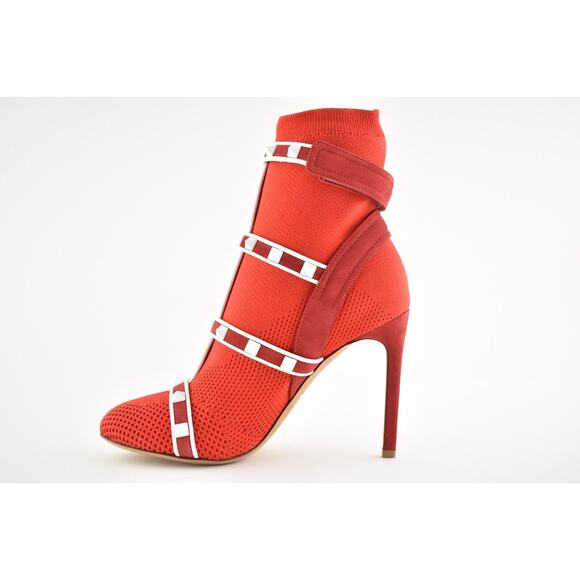 Valentino Rockstud Bodytech Red White Sock Knit Ankle Heel Boot Bootie Shoe 36 - Picture 8 of 12
